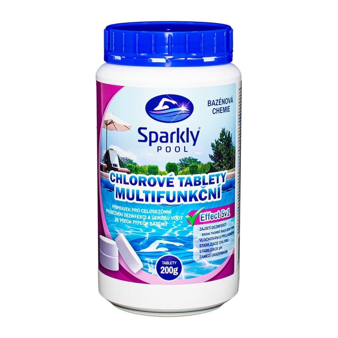 Sparkly POOL Chlorové tablety do bazénu 5v1 multifunkční 200g